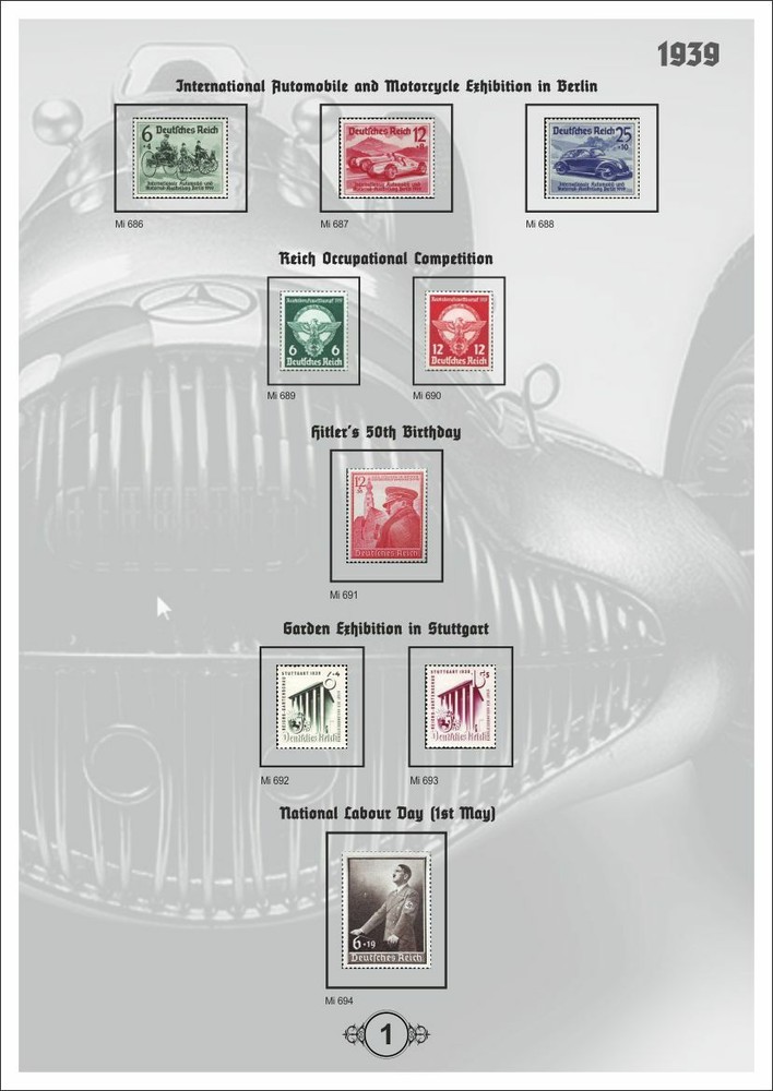 Deutsches Reich III 1939-1945, third Reich, PDF ( DIGITAL ) STAMP ALBUM PAGES
