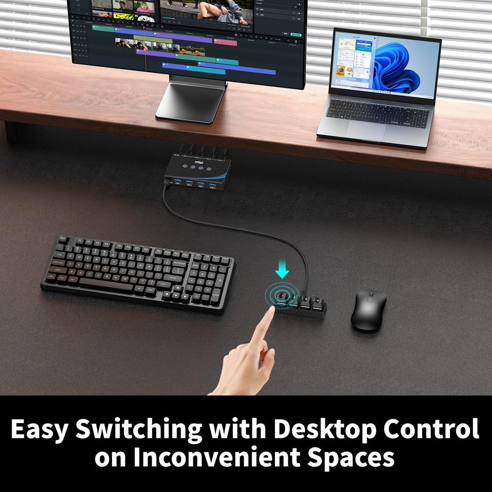 eKL USB 3.0 Switch 4 Computers Sharing USB Peripherals, 4 Port USB Switcher Shar