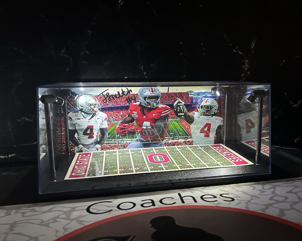 Jeremiah Smith Custom 2 Mini Helmet display case with LED lights - Ohio State