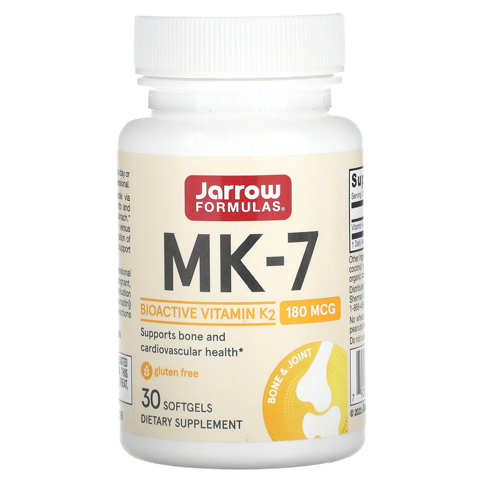 MK-7, 180 mcg, 30 Softgels