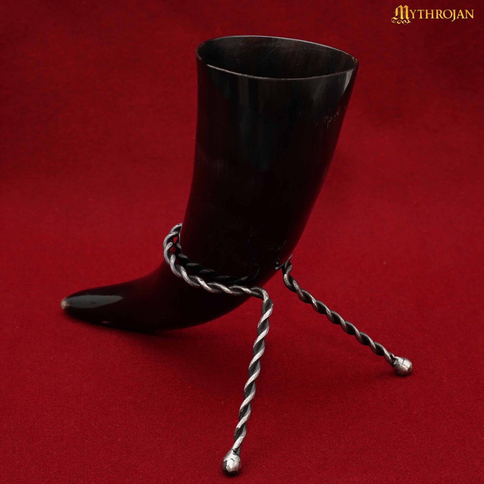 Hand Forged Drinking Ale Horn Rack Twisted Mead Stand Medieval Viking Accessory