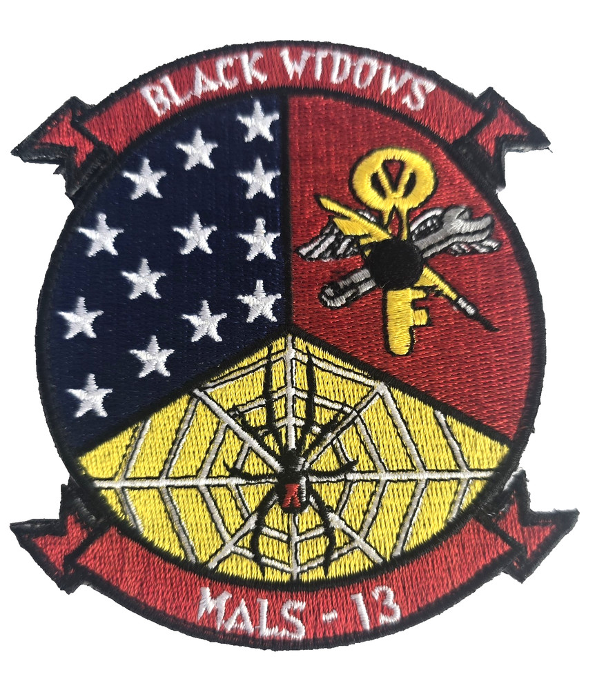 USMC  MALS-13 Black Widows Patch Marine Aviation Logistic Squadron Hook & Loop