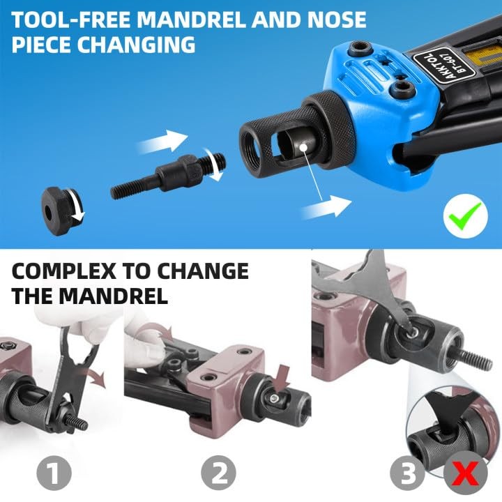 Rivet Nut Pliers - 40cm Total Length for More Force, Adjustable Pull Depth, ...