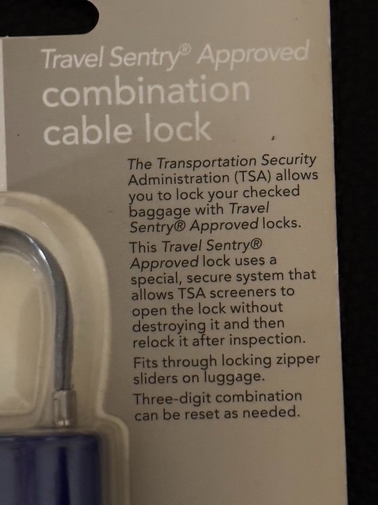 Combination Cable Lock - TSA Approved
