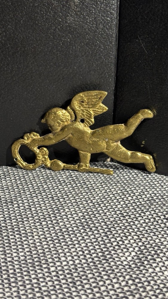 Victorian Antique Ornate Solid Brass Lovely Cherub Figural