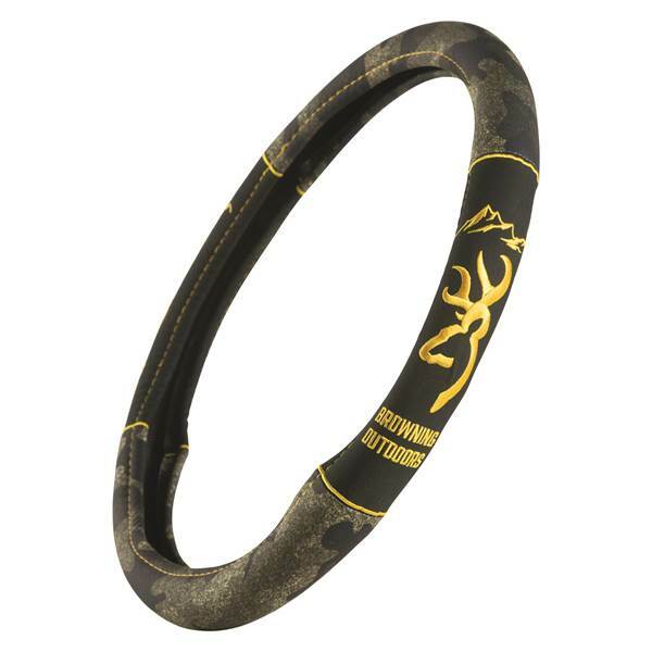 Browning Outdoors Forest Grip Steering Wheel Cover, Yellow Buckmark