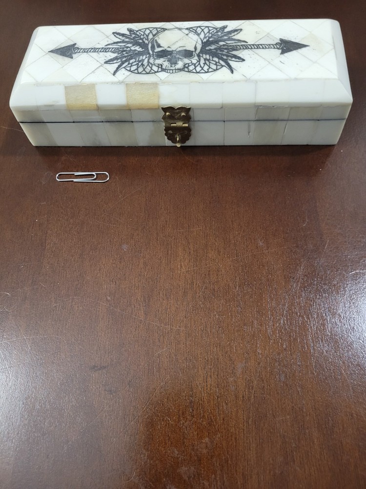 Bone Box with Skull and Arrow