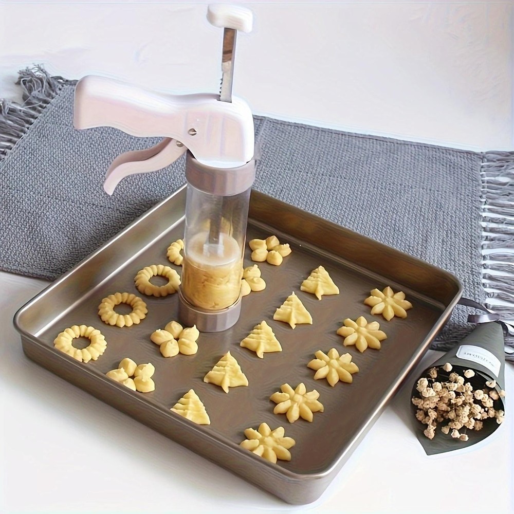 1set-cookie Press Set Plastic Gun with Nozzles Small Cookie Baking Tool