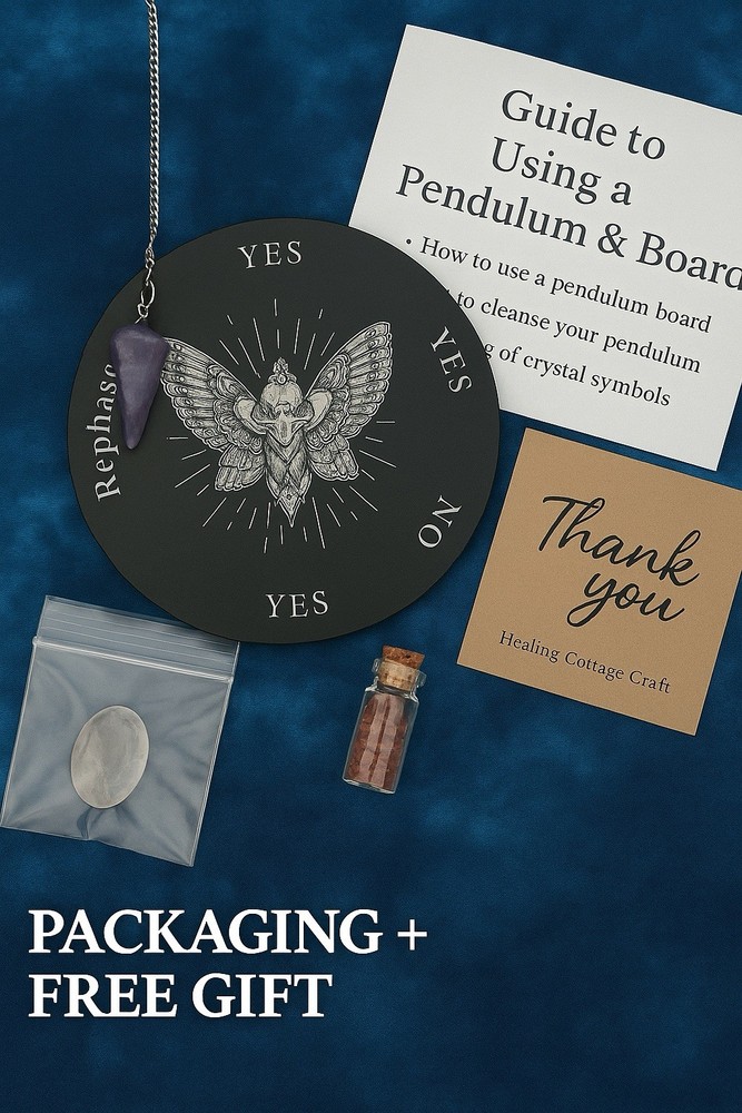 Crystal Pendulum & Board Divination Set – Real Stone, Unique, Gift, New