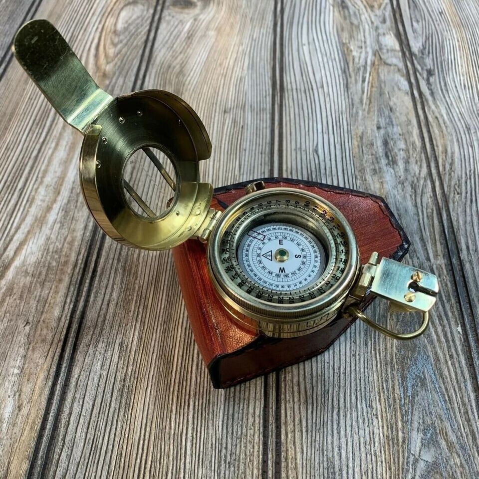 Vintage Victorian Solid Brass WWII Military Pocket Compass Gift