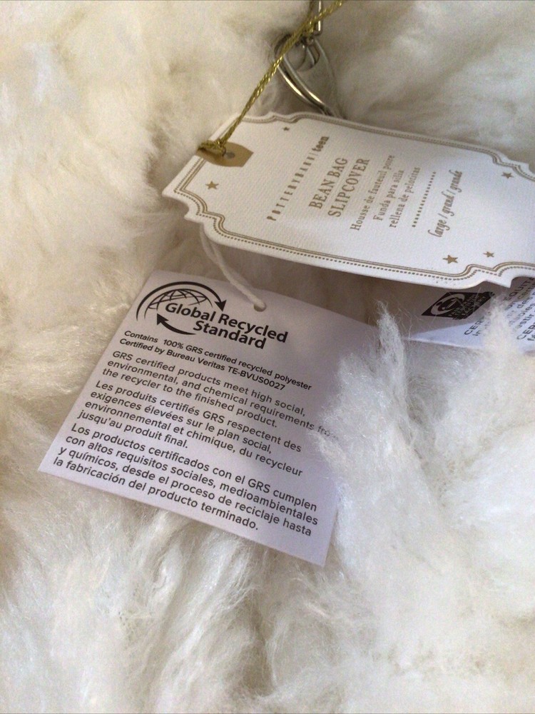 Pottery Barn Teen Cloud Fur Bean Bag Chair Slipcover Ivory Large 41 “ Super Soft