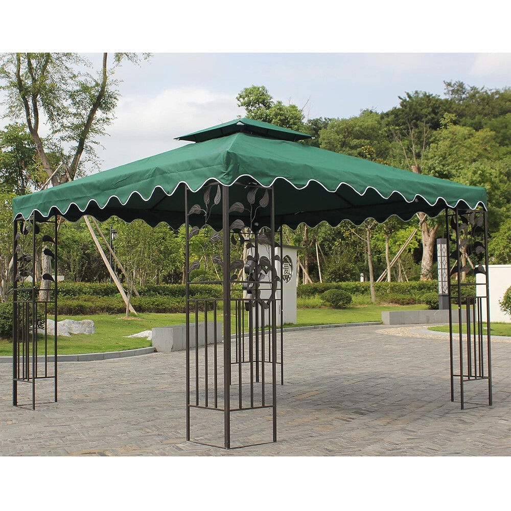 10'x10' Waterproof Gazebo Top Replacement Canopy 1 2Tier UV Sunshade Patio Cover