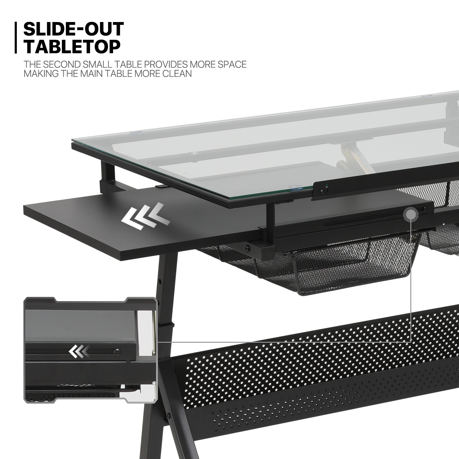 Drafting Table Adjustable Tempered Glass Art Craft Drawing Work Station w/Stool