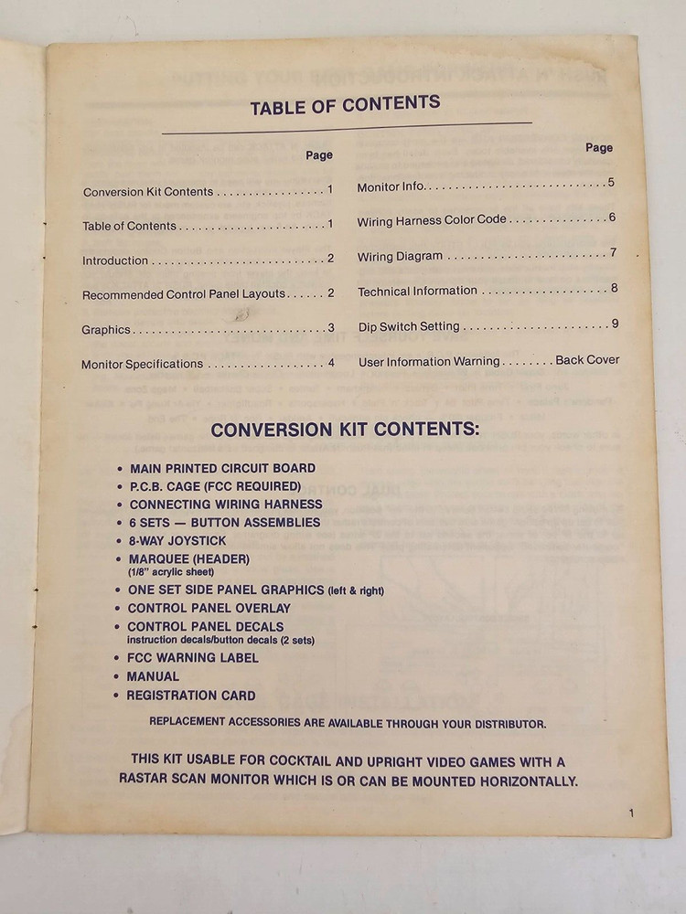 KONAMI RUSH 'N ATTACK CONVERSION KIT INSTRUCTION MANUAL