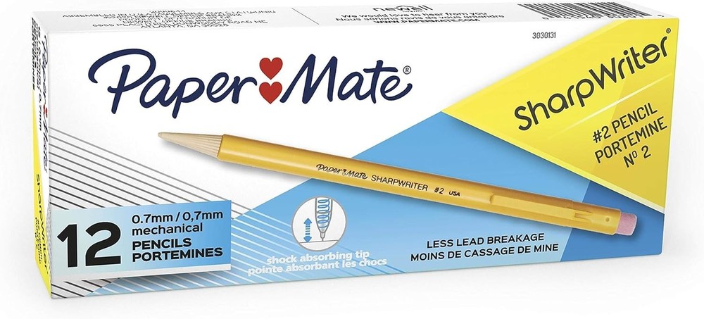SharpWriter Mechanical Pencils, 0.7mm, HB #2, Yellow, 12 Count