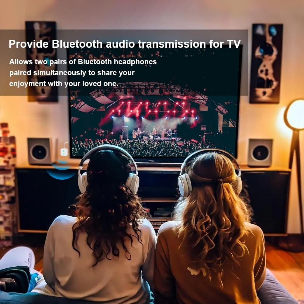 Bluetooth 5.3 Transmitter Receiver for up to 2 Headphones, Dual Link 3.5mm Au...