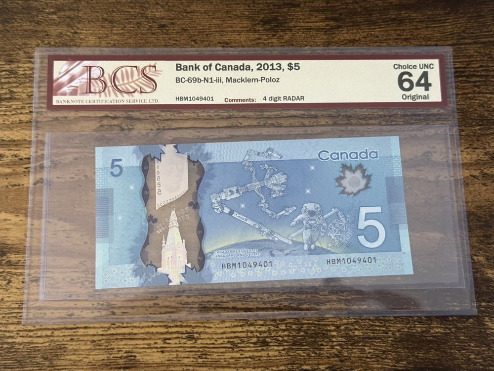 RARE CONSECUTIVE RADAR RUN - Canada $5 Frontier - HBM Pref - BCS 64 Choice UNC