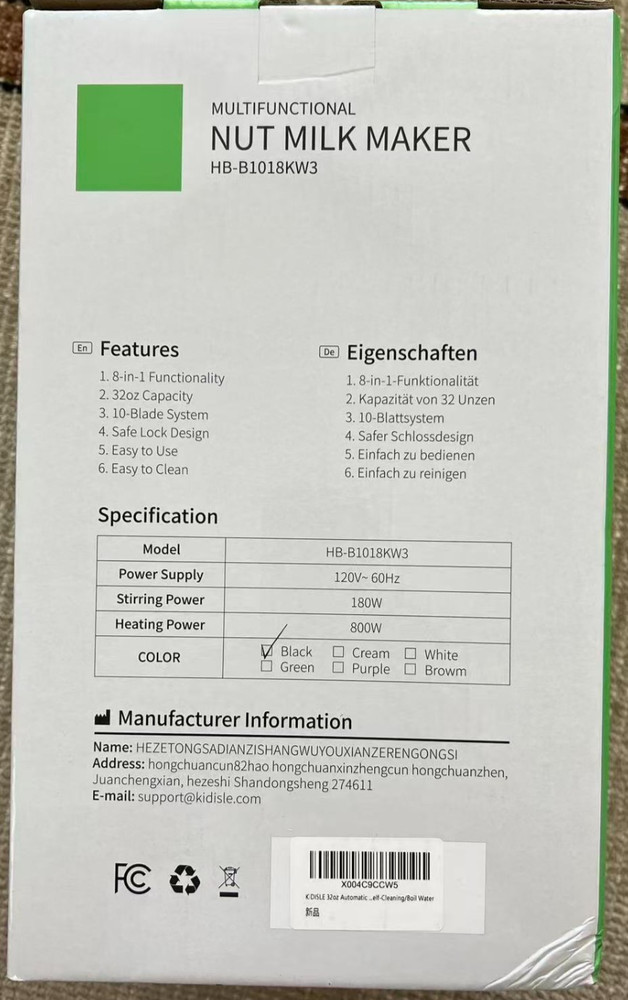 Multifunctional 8 in 1 Nut Milk Maker Blender 32oz Automatic Soy Machine, Black