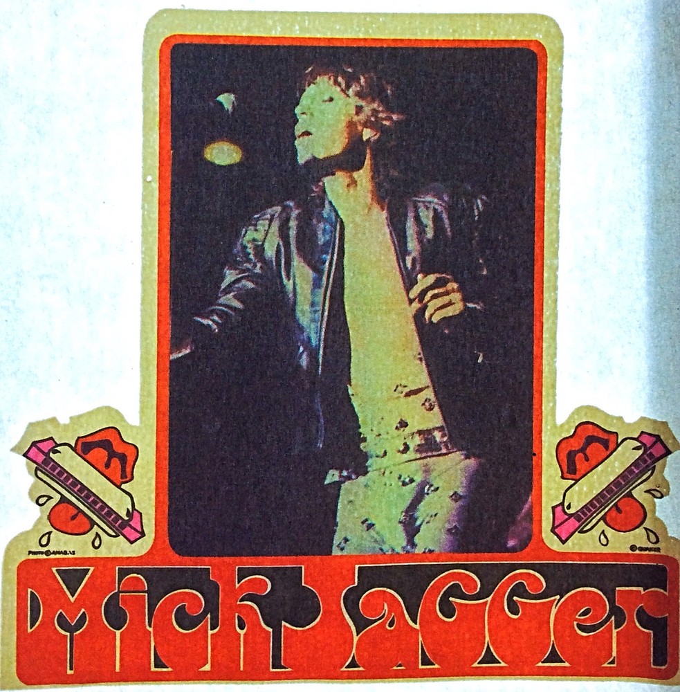 Original Vintage Mick Jagger Rolling Stones Small Size Iron On Transfer