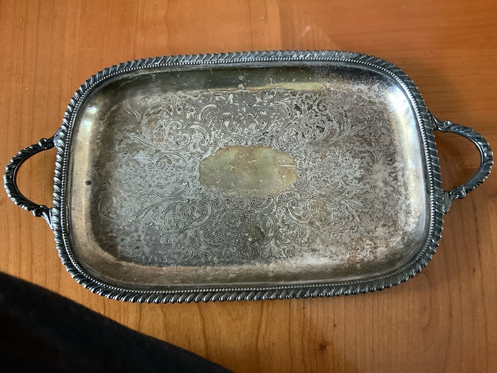 Silver Plated Serving Tray With Handles By Leonard Silver