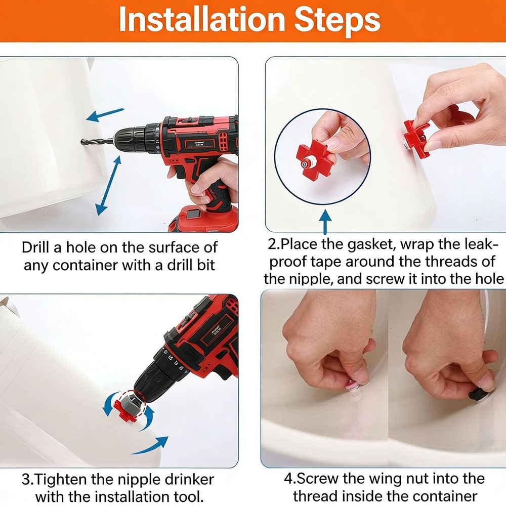 15 pcs Chicken Waterer Nipples with Drill Bits,Horizontal Automatic red