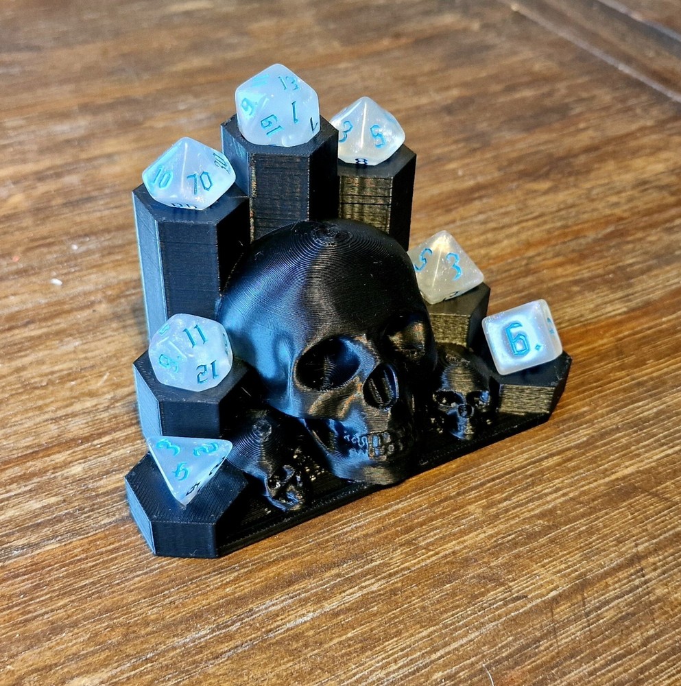 Dice Holder Set Skulls Display Stand
