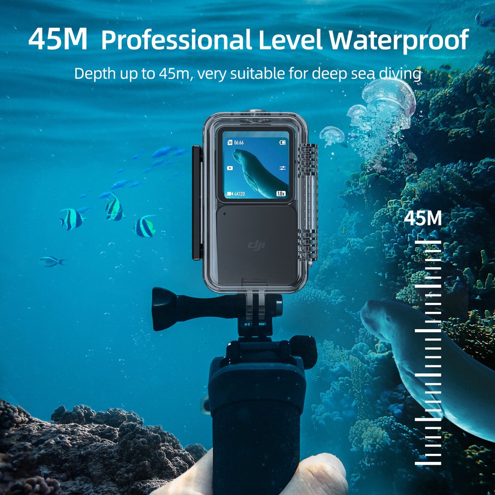 For DJI Action 2 Camera 45M Underwater Diving Housing Protective Case w/ Adapter