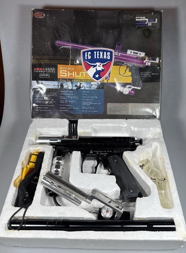 Kingman Spyder Shutter Paintball Gun Java Edition .68 Cal Kit In Box