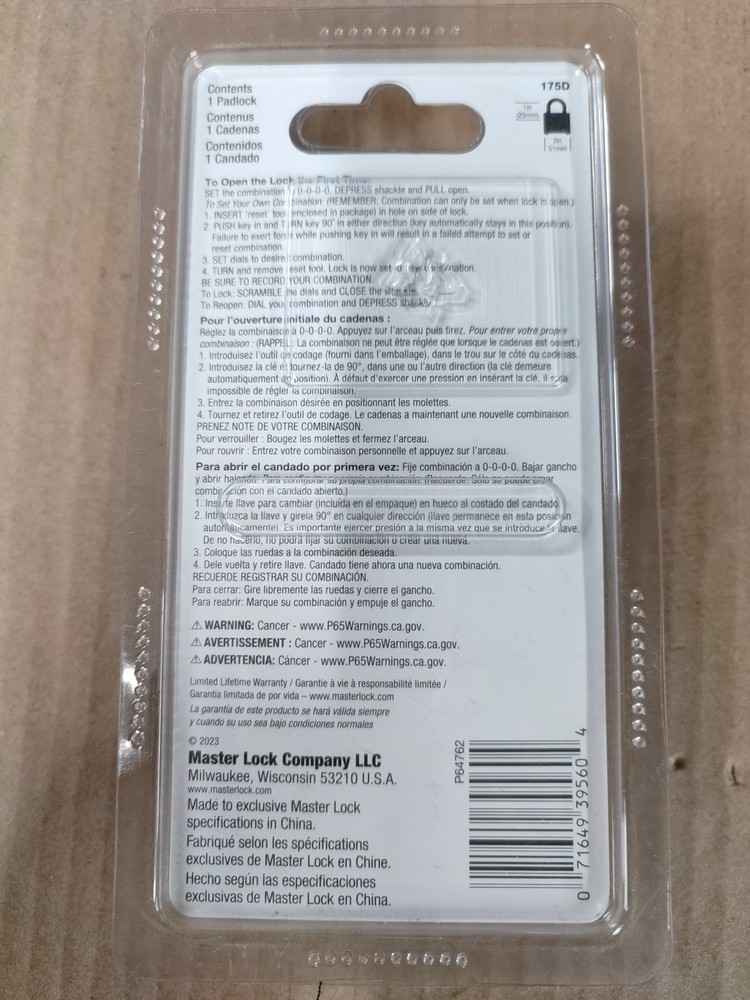 Master Lock 175D Combination Padlock