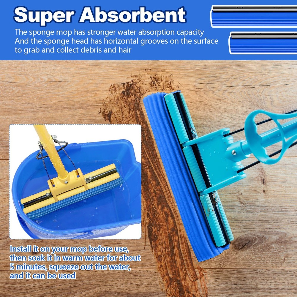 Willinglong 10 Pcs Roller Mop Refill Bulk Absorbent PVA Sponge Mop Head Repla...