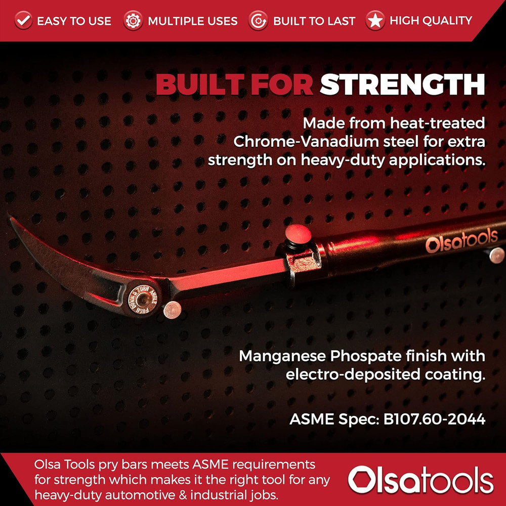 Adjustable Pry Bar - Adjustable Angles & Extendable Length from 13.3"-18.5" - Ex
