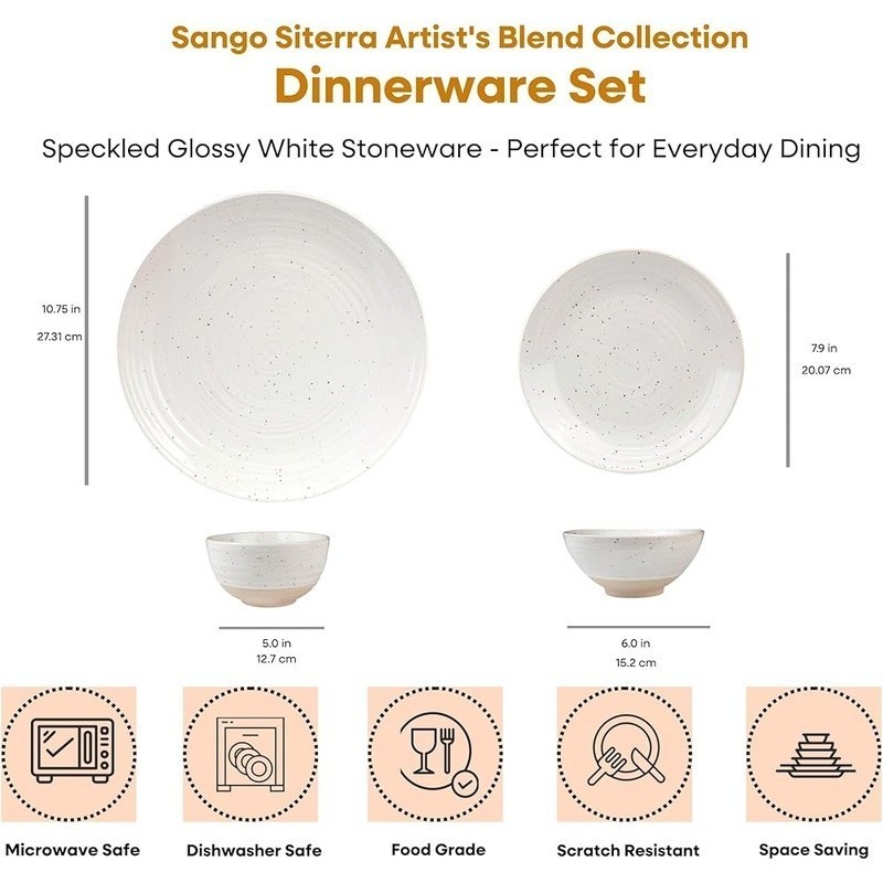 Complete Stoneware Dinnerware Set Family Meals & Entertaining Kitchen Essentials