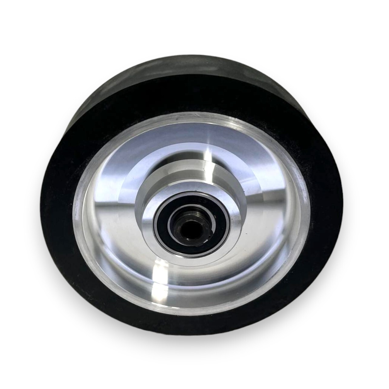 8" Smooth Black Rubber Contact Wheel Dynamic Balance For Belt Grinder