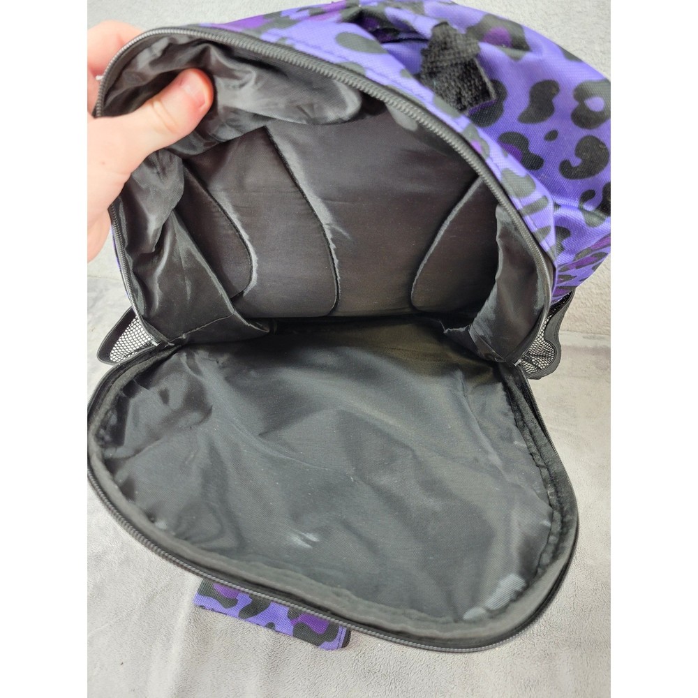 Purple Leopard Print Multi Compartment Backpack with Matching Pouch Animal Print
