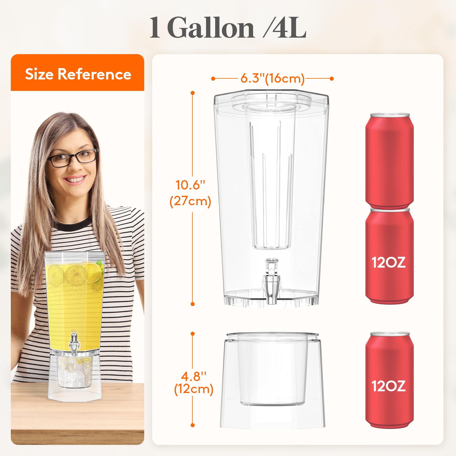 Drink Dispenser for Parties, Plastic Beverage Container with Stand & Ice Core