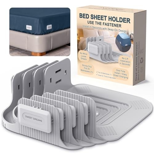 Bed Sheet Holders for Corners - Snap-Lock Sheet Lock for Fitted Sheets, Sheet