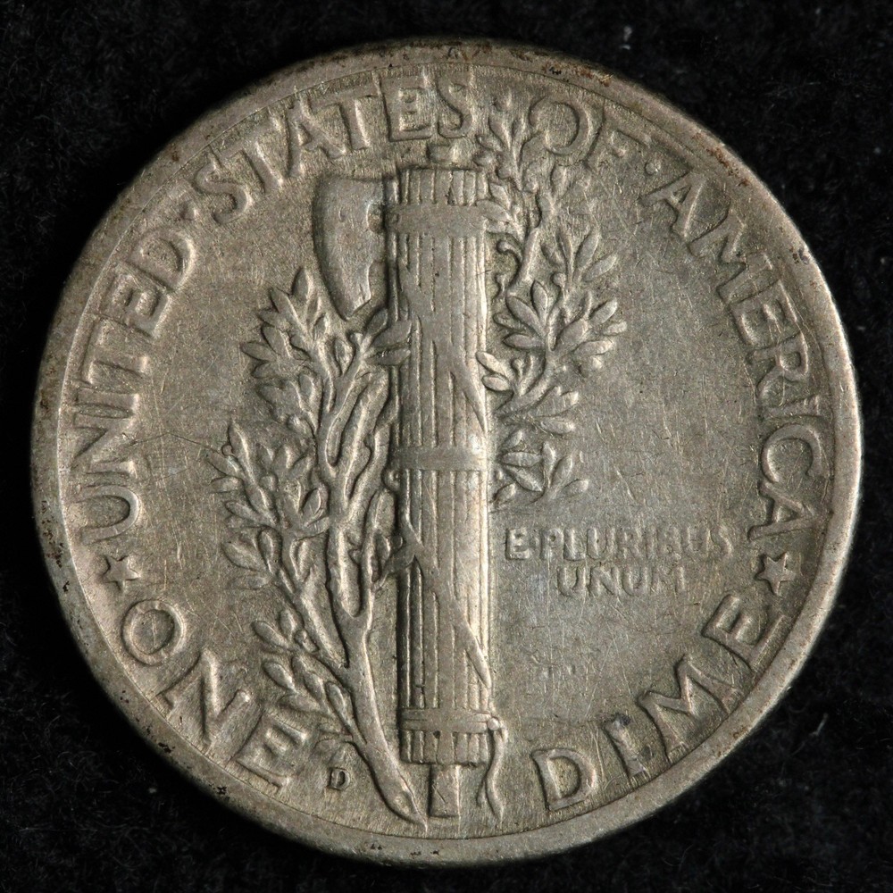 1928-D Mercury Silver Dime AU E205 DRYFU