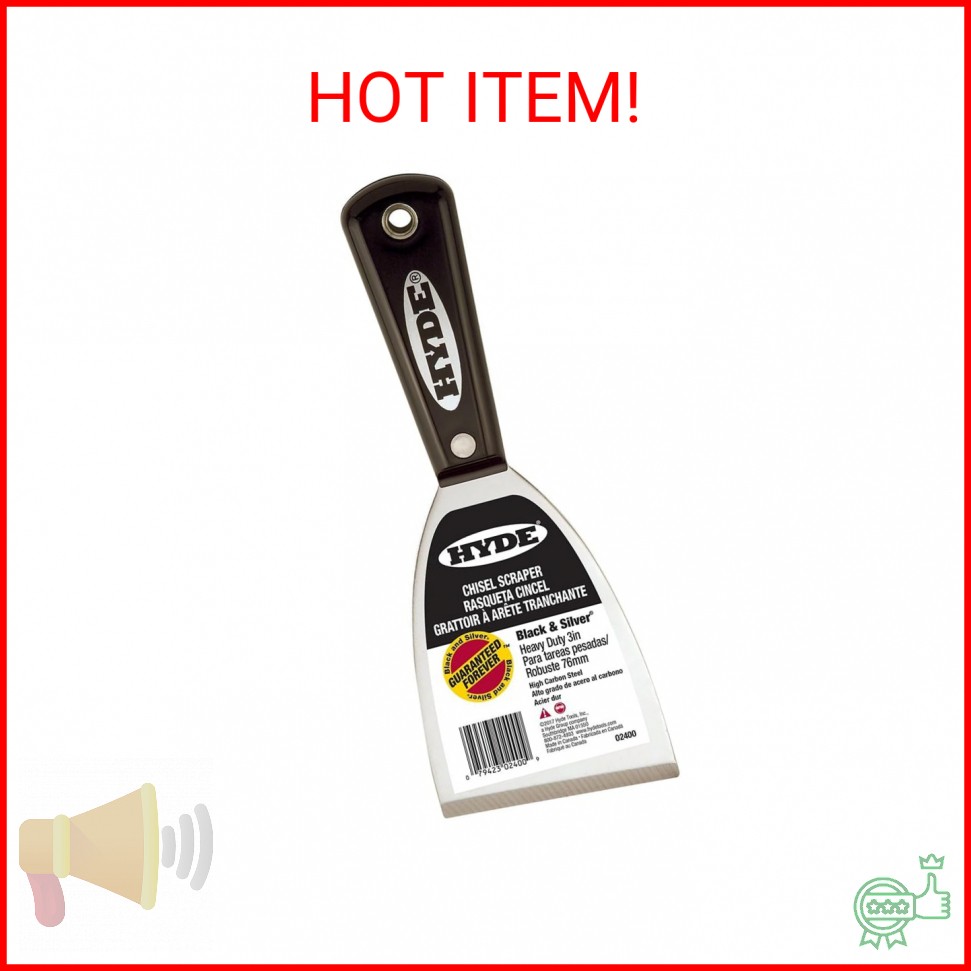 HYDE Hyde-02400 02400 2400 Stiff Chisel Scraper, 3", 3 Inch, No Color