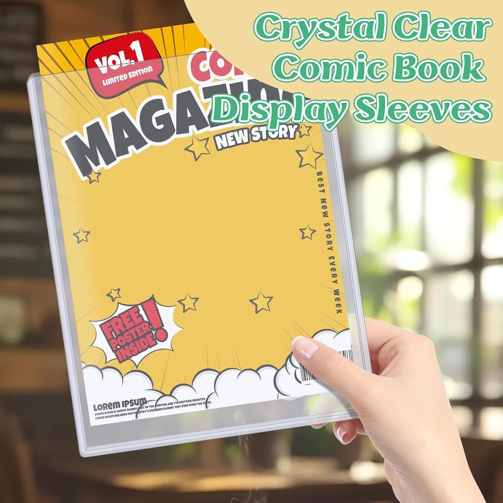 4 Pack Hard Plastic Comic Book Holders, Clear Comic Book Display Sleeves Prem...
