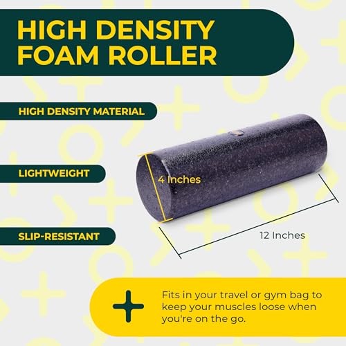 Yoga Foam Roller for Physical Therapy & Exercise – Back Roller Compact Black