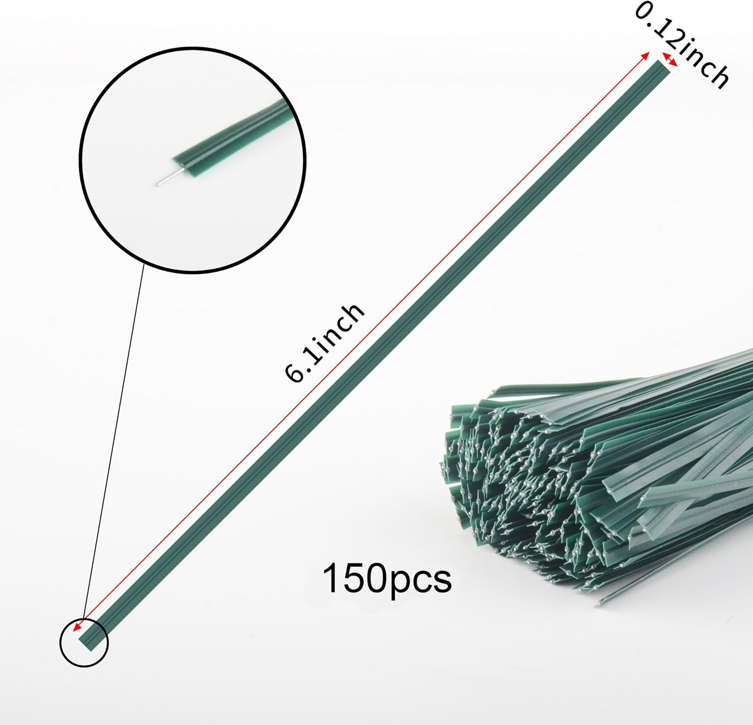 Twist Ties, 150 PCS, 6.1 Inches, Bread Ties, Green, Reusable, for Bags, for Gard