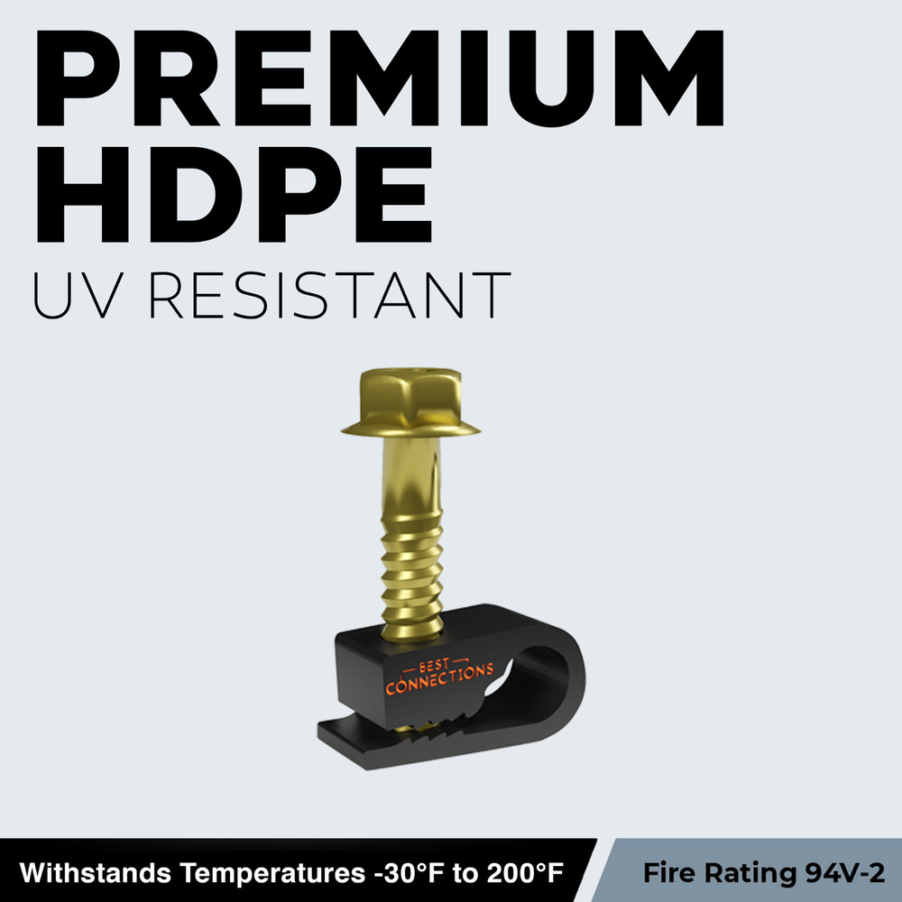 500 pcs Single Black Mounting Coaxial Flex Clips w/ Pre-Inserted Screw