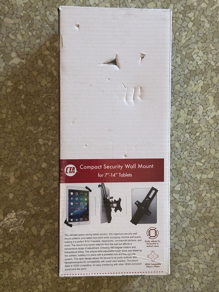 CTA DIGITAL Compact Security Wall Mount PAD-CSWM for 7-14” Tablets & iPad New