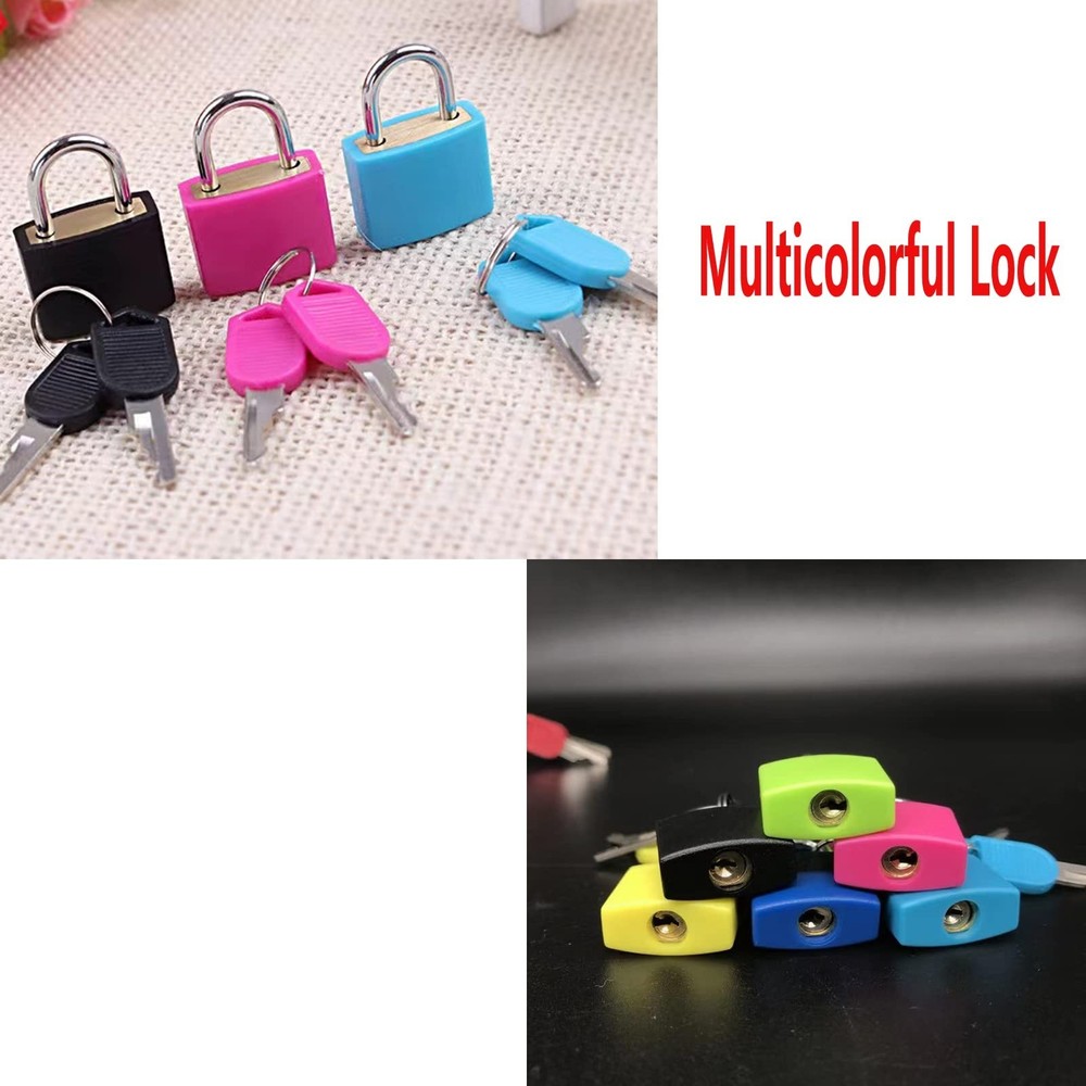 3Pcs Small Locks with Keys, Multicolor Luggage Padlocks Mini Suitcase Keyed L...