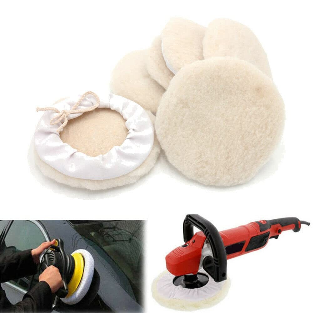 6 Pack 7 Inch Polishing Pad Wool Buffering Pad Drawstring Design Buffing Whee...