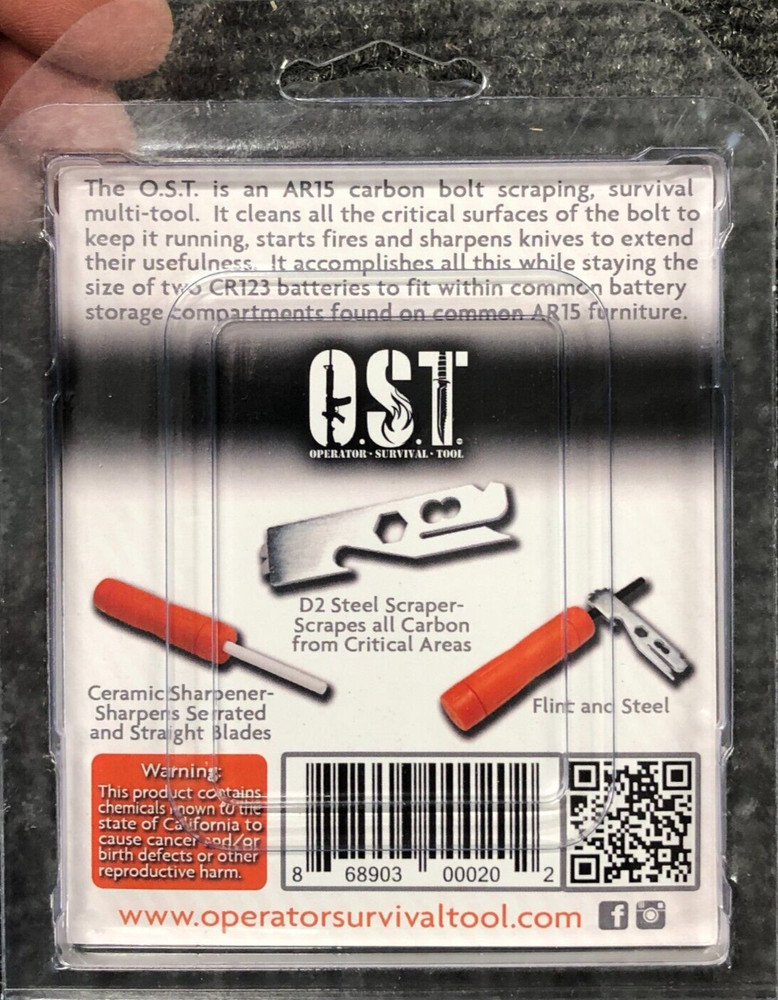 OST Operator Survival Tool, Carbon Scraper, Knife Sharpener, Fire Starter