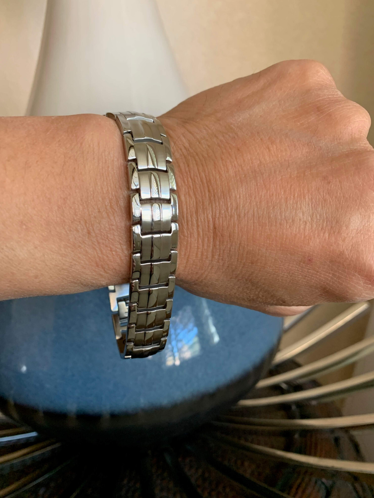 Silver Magnetic Bracelet Enhance Balance Energy Power Joy Perfect Gift Men Women