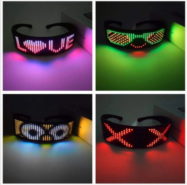 LED Customizable Bluetooth Glasses, APP Control LED Display Smart Glasses #028