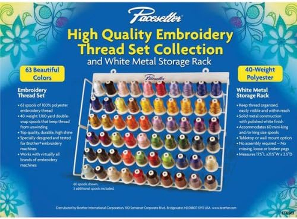 Pacesetter Embroidery Thread Set - 63 Vibrant Colors for Sewing Projects