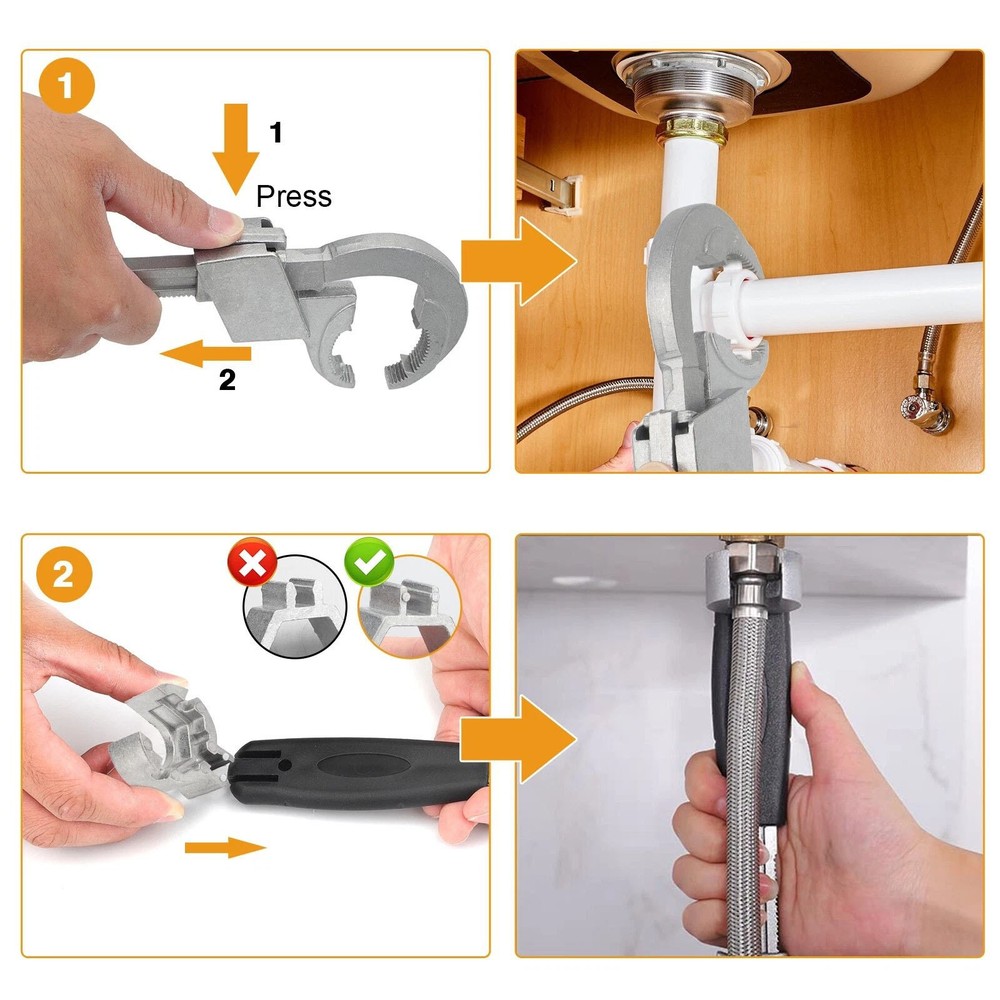 Multi-Function Sink Wrench Set Adjustable 27-80mm For Plumbing Pipe Nut Tool